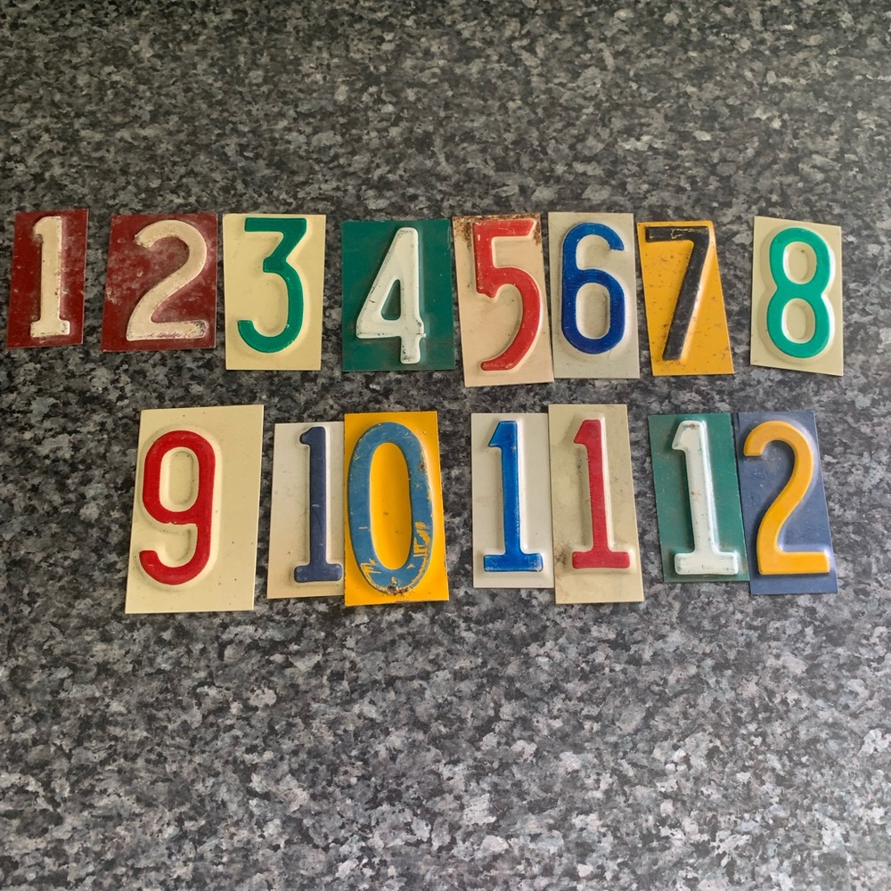 Metal License Plate Numbers. Lot of 15